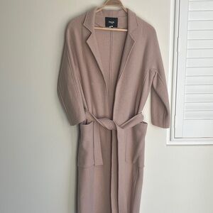 MAJE Grenat Blush Boiled Virgin Wool Coat S/1 Pink Belt Women’s Size 1 (0-4)